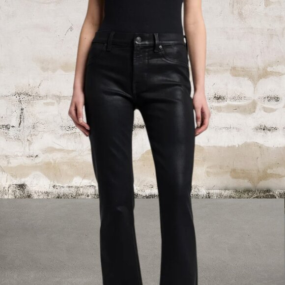 7 For All Mankind Women's Coated Black Denim Jeans Size 27 - Picture 1 of 6